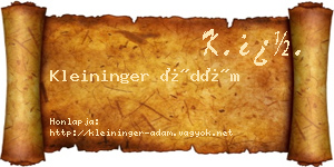 Kleininger Ádám névjegykártya